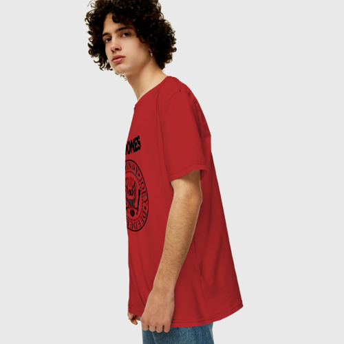 Мужская футболка хлопок Oversize Ramones Рамонес, цвет красный - фото 5