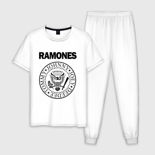 Мужская пижама хлопок Ramones Рамонес, цвет белый