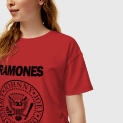 Женская футболка хлопок Oversize Ramones Рамонес - фото 2