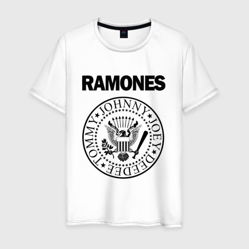 Мужская футболка из хлопка с принтом Ramones Рамонес, вид спереди №1