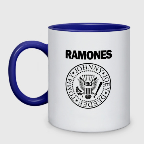 Кружка двухцветная Ramones Рамонес, цвет белый + синий