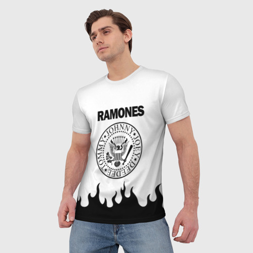 Мужская футболка 3D Ramones black logo, цвет 3D печать - фото 3