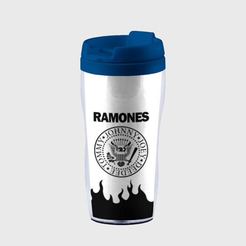 Термокружка-непроливайка Ramones black logo, цвет синий