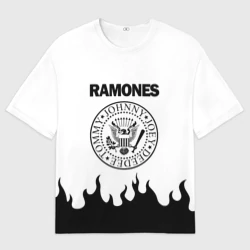 Мужская футболка oversize 3D Ramones black logo