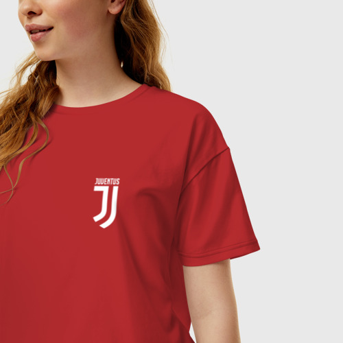 Женская футболка хлопок Oversize Juventus, цвет красный - фото 3