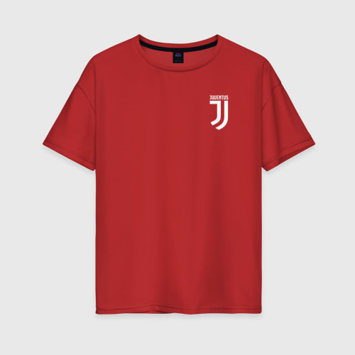 Женская футболка хлопок Oversize Juventus, цвет красный