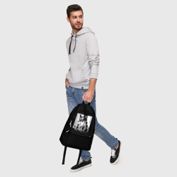 Рюкзак с принтом Невероятные приключения ДжоДжо для любого человека, вид спереди №5. Цвет основы: белый