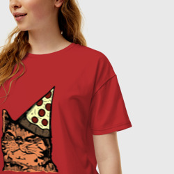 Женская футболка хлопок Oversize Pizza party - фото 2