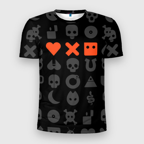 Мужская футболка приталенная с принтом Love death robots LDR, вид спереди №1