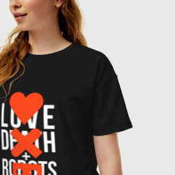 Женская футболка хлопок Oversize Love Death and Robots - LDR - фото 2