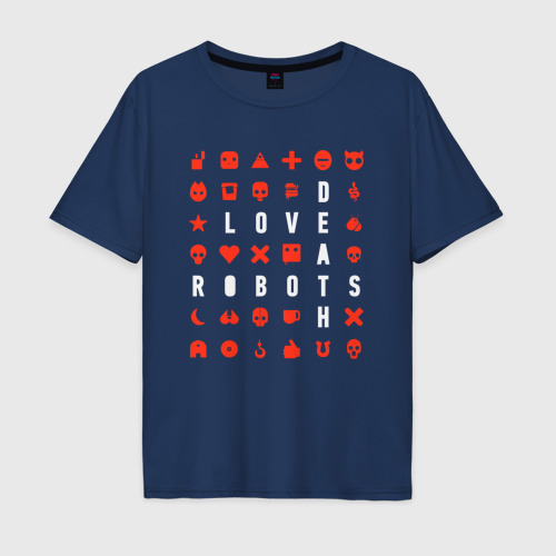 Мужская футболка хлопок Oversize Love death robots LDR, цвет темно-синий