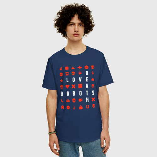 Мужская футболка хлопок Oversize Love death robots LDR, цвет темно-синий - фото 3