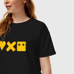 Женская футболка хлопок Oversize LDR yellow logo - фото 2