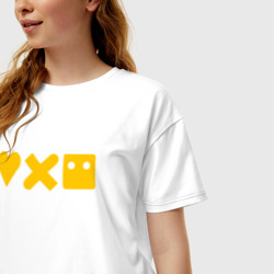 Женская футболка хлопок Oversize LDR yellow logo - фото 2