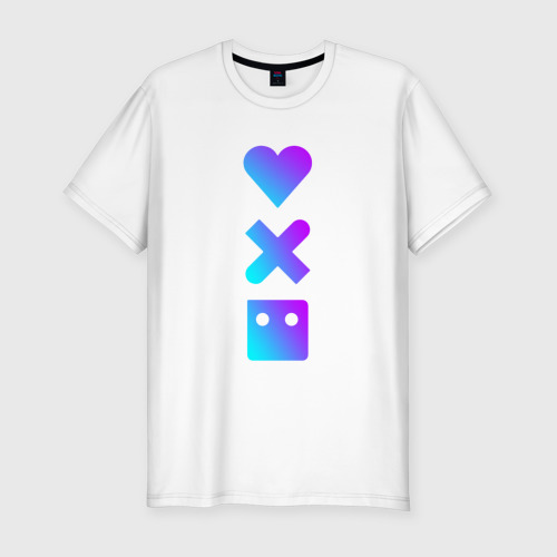 Мужская приталенная футболка из хлопка с принтом Love death robots любовь смерть роботы, вид спереди №1