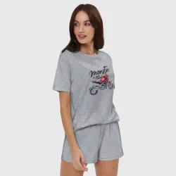 Женская пижама с шортиками хлопок Monster - фото 2