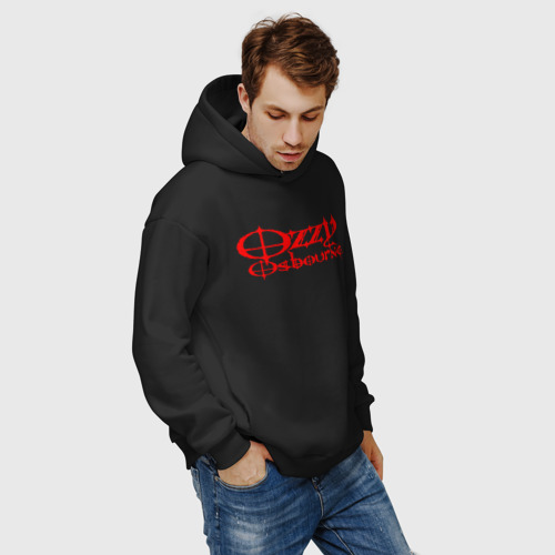 Мужское худи Oversize хлопок Ozzy Osbourne red emblem, цвет черный - фото 7