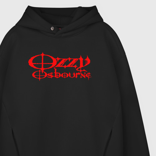 Мужское худи Oversize хлопок Ozzy Osbourne red emblem, цвет черный - фото 4