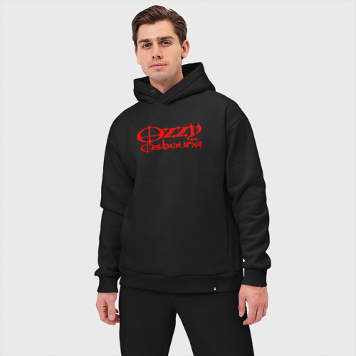 Мужской костюм oversize хлопок Ozzy Osbourne red emblem, цвет черный - фото 3