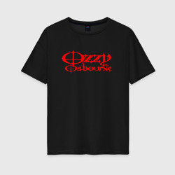 Женская футболка хлопок Oversize Ozzy Osbourne red emblem