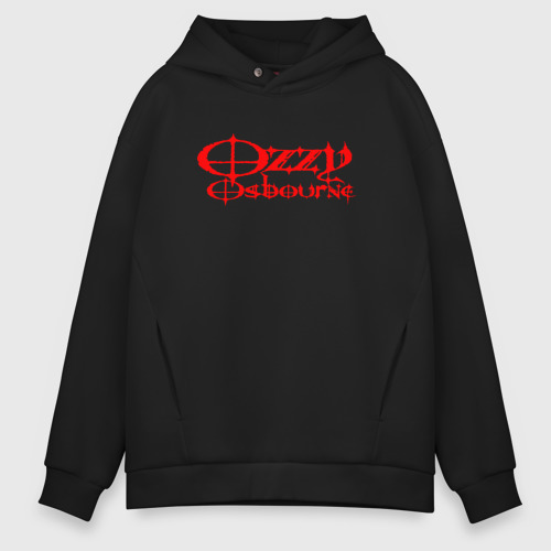 Мужское худи Oversize хлопок Ozzy Osbourne red emblem, цвет черный