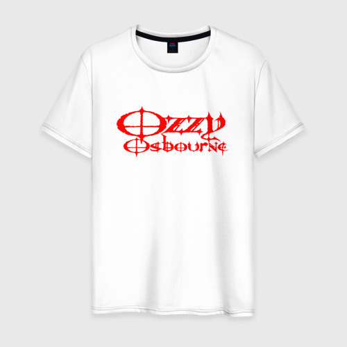 Мужская футболка из хлопка с принтом Ozzy Osbourne red emblem, вид спереди №1