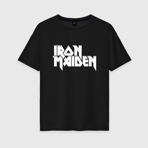 Женская футболка хлопок Oversize Iron Maiden Айрон мейден, цвет черный