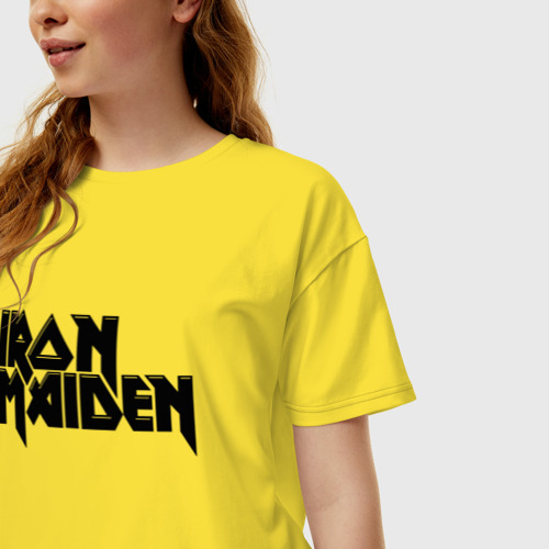 Женская футболка хлопок Oversize Iron Maiden Айрон мейден, цвет желтый - фото 3