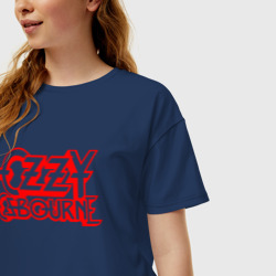 Женская футболка хлопок Oversize Ozzy Osbourne Red Logo - фото 2