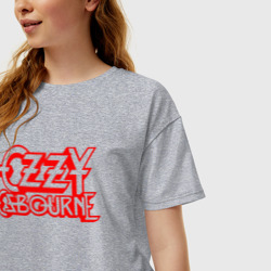 Женская футболка хлопок Oversize Ozzy Osbourne Red Logo - фото 2