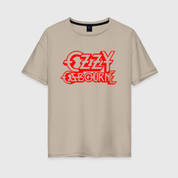 Женская футболка хлопок Oversize Ozzy Osbourne Red Logo