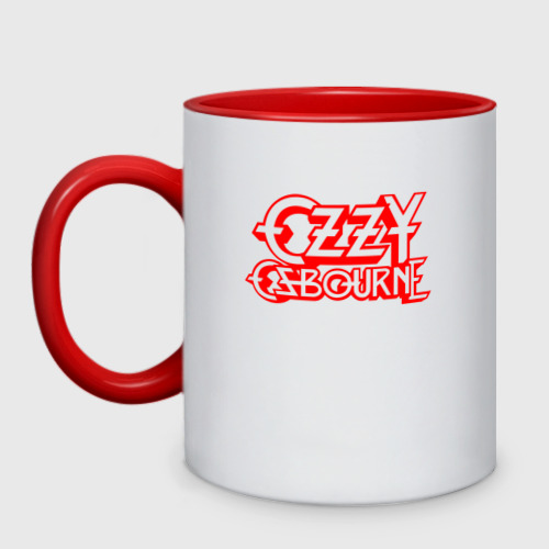 Кружка двухцветная Ozzy Osbourne Red Logo, цвет белый + красный