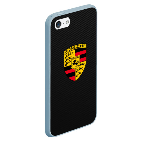 Чехол для iPhone 5/5S матовый Porsche Порш, цвет голубой - фото 3