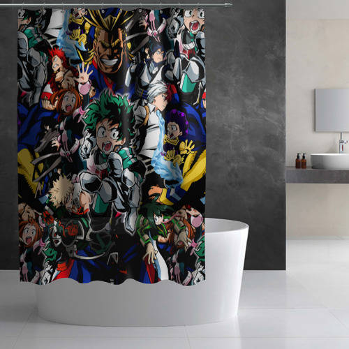 Штора 3D для ванной Моя геройская академия - фото 3