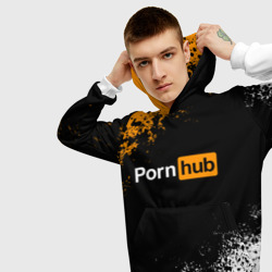 Толстовка с принтом Pornhub Порнхаб для мужчины, вид на модели спереди №3. Цвет основы: белый