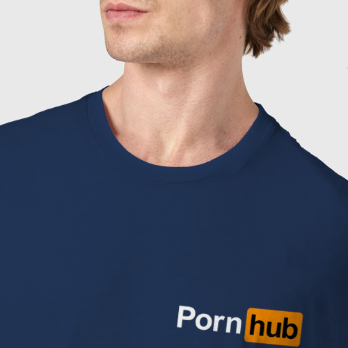 Мужская футболка хлопок Pornhub Порнхаб, цвет темно-синий - фото 6