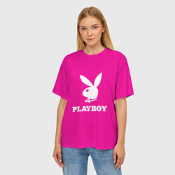 Женская футболка oversize 3D Pink Playboy - фото 2