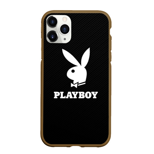 Чехол для iPhone 11 Pro Max матовый Playboy Плейбой, цвет коричневый