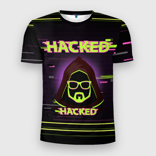 Мужская футболка 3D Slim с принтом Hacked, вид спереди #2