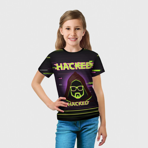 Детская футболка 3D с принтом Hacked, вид сбоку #3