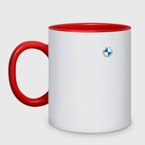 Кружка двухцветная BMW logo 2020, цвет белый + красный