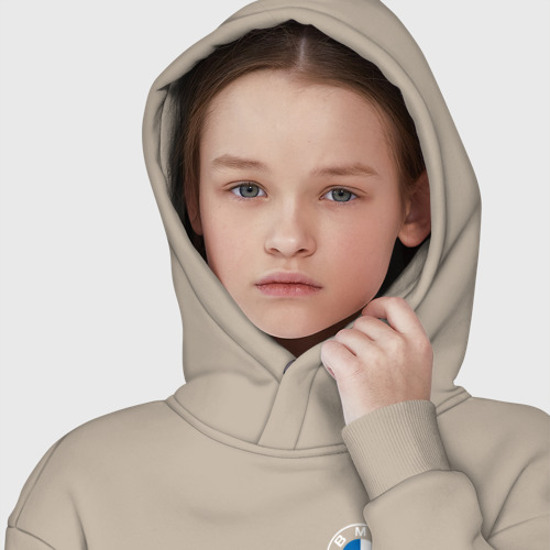 Детское худи Oversize хлопок БМВ лого 2020, цвет миндальный - фото 6