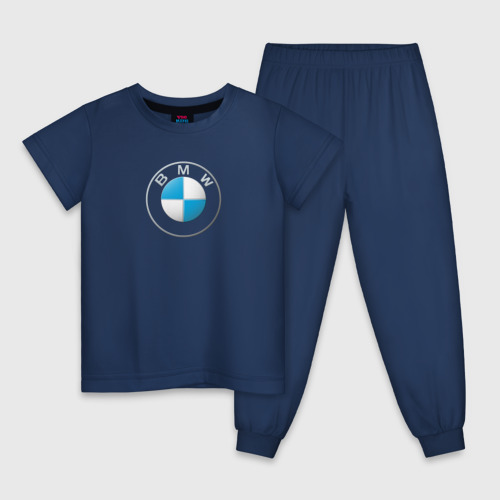 Детская пижама хлопок BMW LOGO 2020 | БМВ ЛОГО 2020, цвет темно-синий