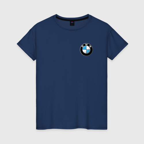 Женская футболка хлопок BMW, цвет темно-синий