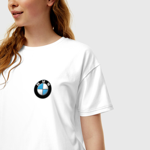 Женская футболка хлопок Oversize BMW, цвет белый - фото 3