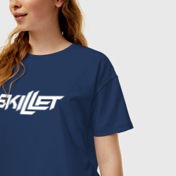 Женская футболка хлопок Oversize Skillet Logo Скиллет лого - фото 2