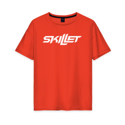 Женская футболка хлопок Oversize Skillet Logo | Скиллет лого (Z)