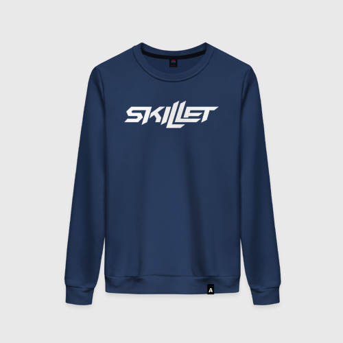 Женский свитшот хлопок Skillet Logo Скиллет лого, цвет темно-синий