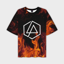 Мужская футболка oversize 3D Linkin Park in fire