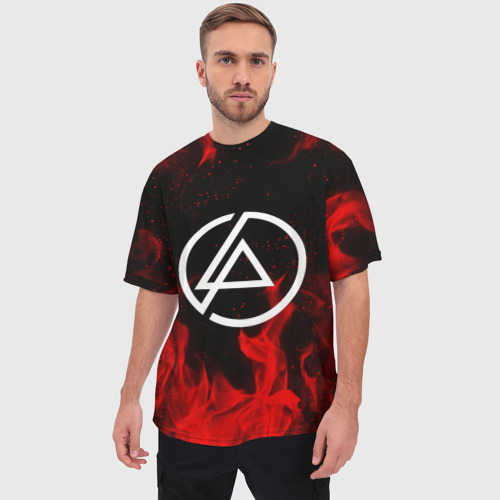 Мужская футболка oversize 3D Linkin park emblem, цвет 3D печать - фото 3